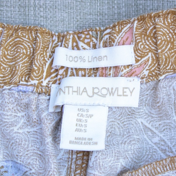 CYNTHIA ROWLEY Linen 2” Pull-on with Floral Leaf Pattern Women’s Shorts Size S - Picture 11 of 11